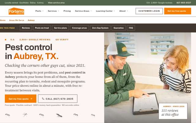 Forterra Pest Control's page as the assistant saw it