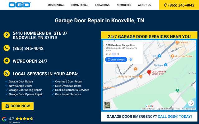OGD Overhead Garage Door (Knoxville)'s page as the assistant saw it