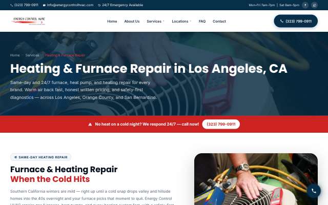Energy Control HVAC's page as the assistant saw it