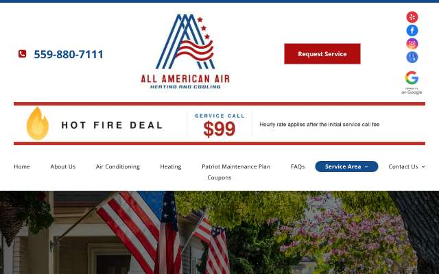 All American Air's page as the assistant saw it