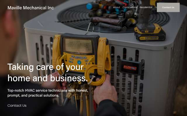 Maville Mechanical's page as the assistant saw it