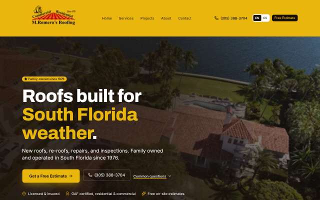 Page cited for Romero's Roofing and Inspections