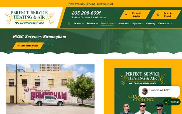 Perfect Service Heating & Air's page as the assistant saw it