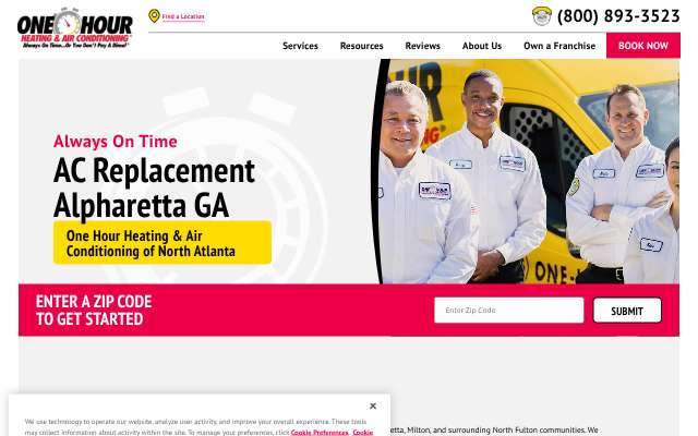 Page cited for One Hour Heating & Air Conditioning