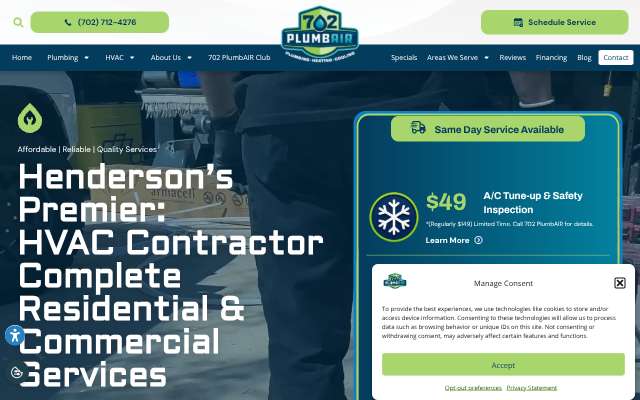 702 PlumbAIR's page as the assistant saw it