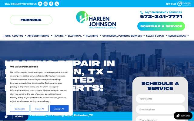 Harlan Johnson Air Conditioning's page as the assistant saw it