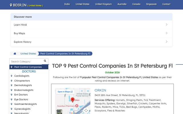 Geiger's Pest Services, Inc.'s page as the assistant saw it