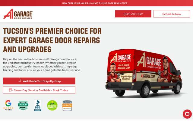 A1 Garage Door Service's page as the assistant saw it