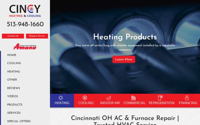 Cincy Heating & Cooling's page as the assistant saw it