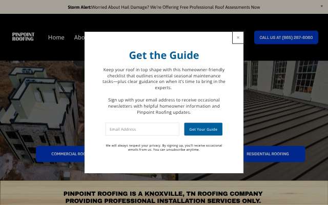 Pinpoint Roofing LLC's page as the assistant saw it