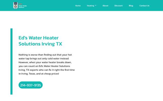 Ed's WaterHeating Solutions Irving's page as the assistant saw it
