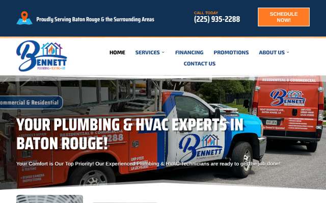 Bennett Plumbing, Heating & Air's page as the assistant saw it