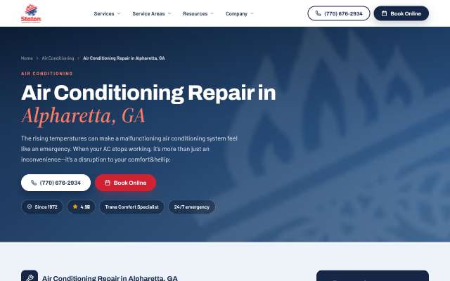 Staton Heating & Air, Inc.'s page as the assistant saw it
