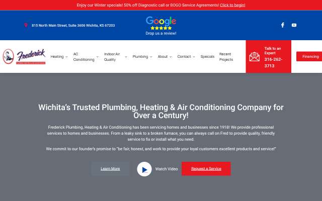Frederick Plumbing, Heating & Air Conditioning's page as the assistant saw it