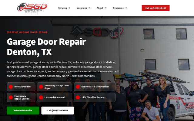 Supreme Garage Door Repair's page as the assistant saw it