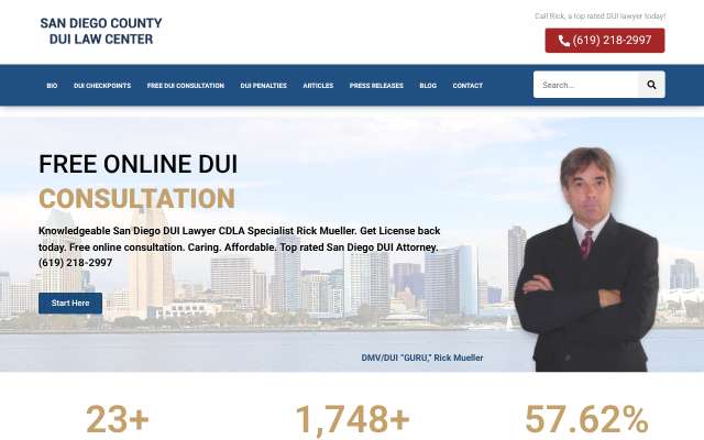 San Diego County DUI Law Center's page as the assistant saw it