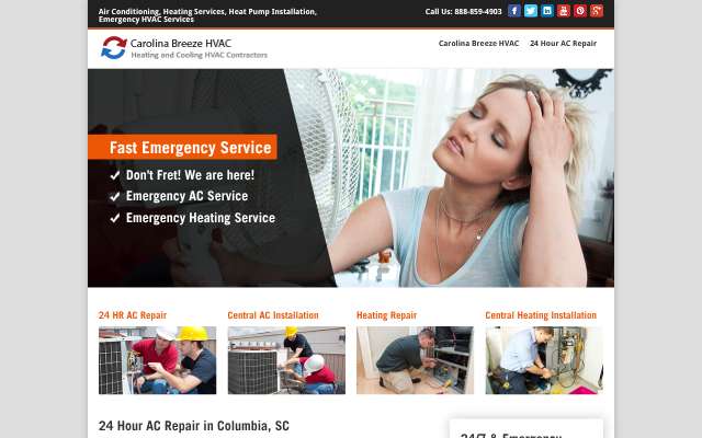 Carolina Breeze HVAC's page as the assistant saw it