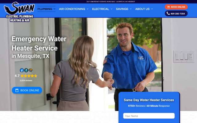 Swan Electric, Plumbing, Heating and Air's page as the assistant saw it