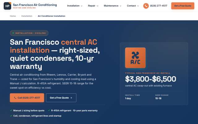 San Francisco Air Conditioning (sanfrancisco-airconditioning.com)'s page as the assistant saw it