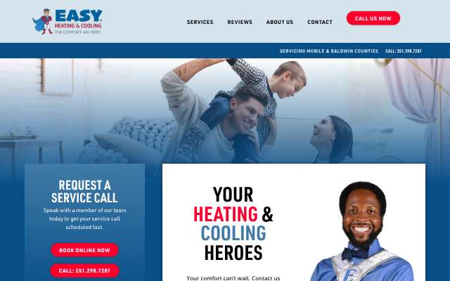Easy Heating & Cooling's page as the assistant saw it