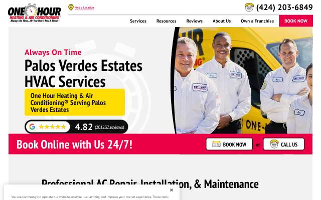 One Hour Heating & Air Conditioning's page as the assistant saw it