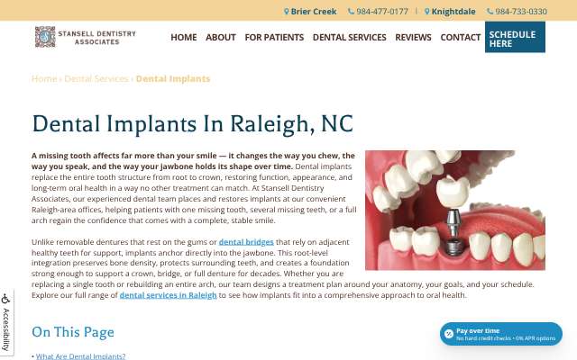 Stansell Dentistry's page as the assistant saw it
