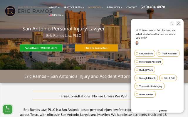 Eric Ramos Law's page as the assistant saw it