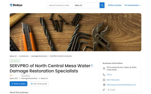 SERVPRO of North Central Mesa's page as the assistant saw it