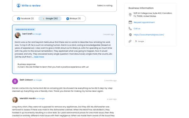 Page cited for The Mold Pros of Texas