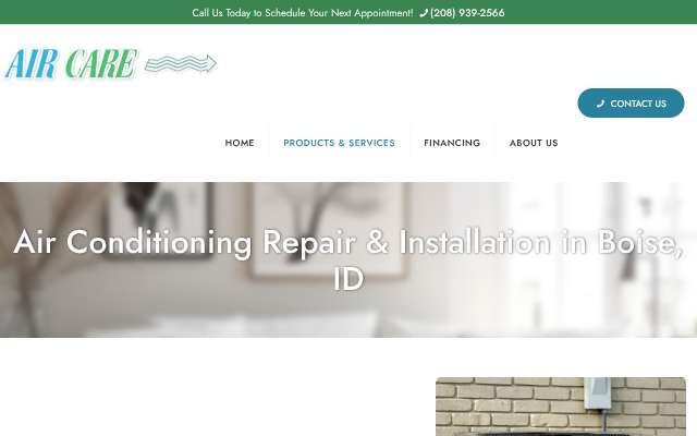 Air Care's page as the assistant saw it