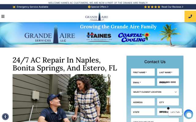 Grande Aire Services, LLC's page as the assistant saw it