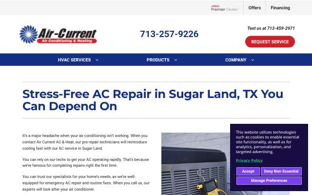 Air Current AC & Heat's page as the assistant saw it