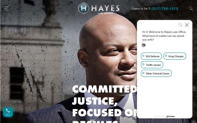 Hayes Law Office's page as the assistant saw it