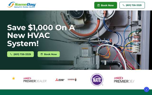 SameDay Heating & Air's page as the assistant saw it
