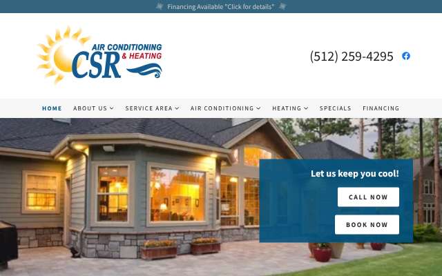 CSR Air Conditioning & Heating's page as the assistant saw it