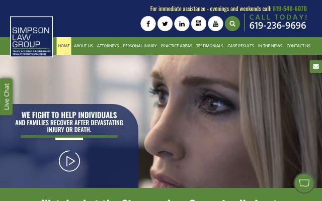Simpson Law Group's page as the assistant saw it