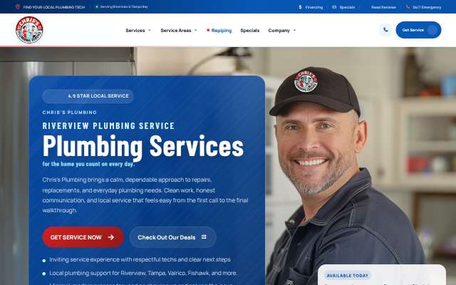 Chris's Plumbing Service's page as the assistant saw it