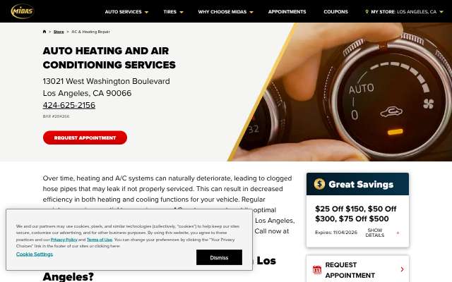 Midas (W Washington Blvd)'s page as the assistant saw it