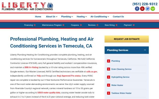 Liberty Plumbing Heating Air Conditioning's page as the assistant saw it