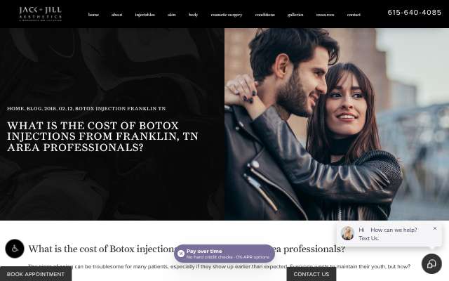 Jack & Jill Aesthetics's page as the assistant saw it