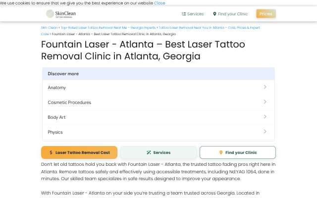 Fountain Laser Atlanta's page as the assistant saw it