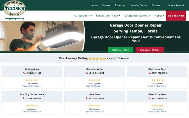 Precision Garage Door Service's page as the assistant saw it