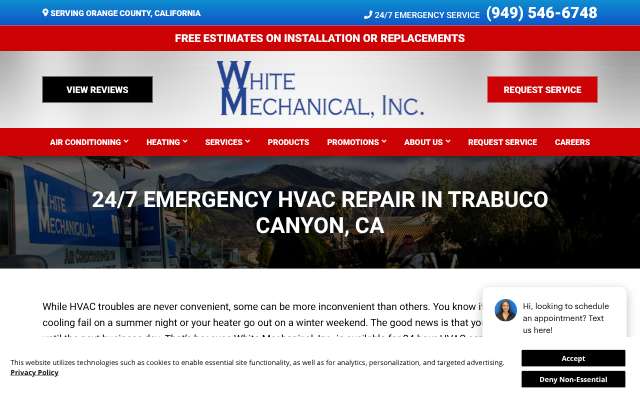 White Mechanical, Inc.'s page as the assistant saw it