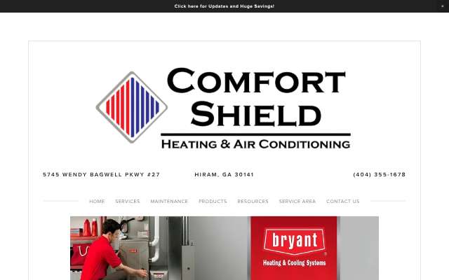 Comfort Shield Heating and Air Conditioning's page as the assistant saw it