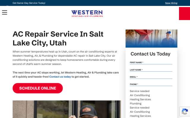 Western Heating, Air & Plumbing's page as the assistant saw it