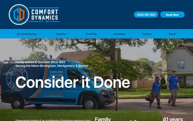 Comfort Dynamics Cooling, Heating, Plumbing & Electrical's page as the assistant saw it
