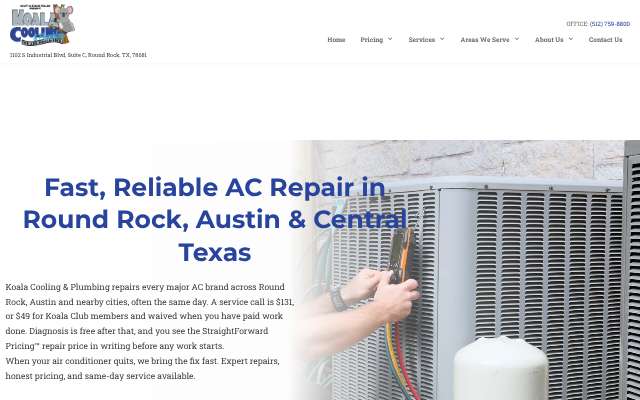 Koala Cooling & Plumbing's page as the assistant saw it