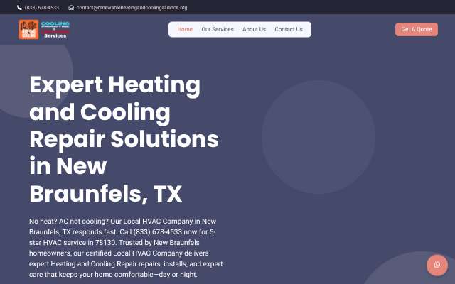 Texas Heating and Cooling Company's page as the assistant saw it
