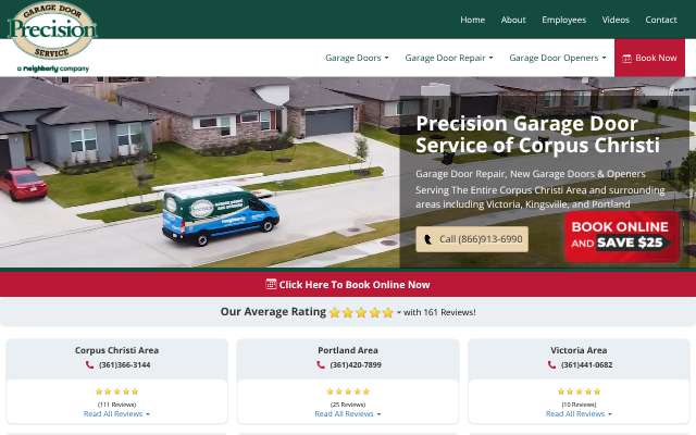Precision Garage Door Service of Corpus Christi's page as the assistant saw it