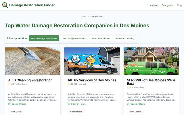 Page cited for AJ's Cleaning & Restoration